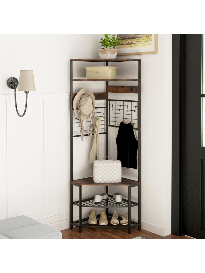 COSTWAY 180CM Garderobenständer Eck in Braun günstig kaufen onesize