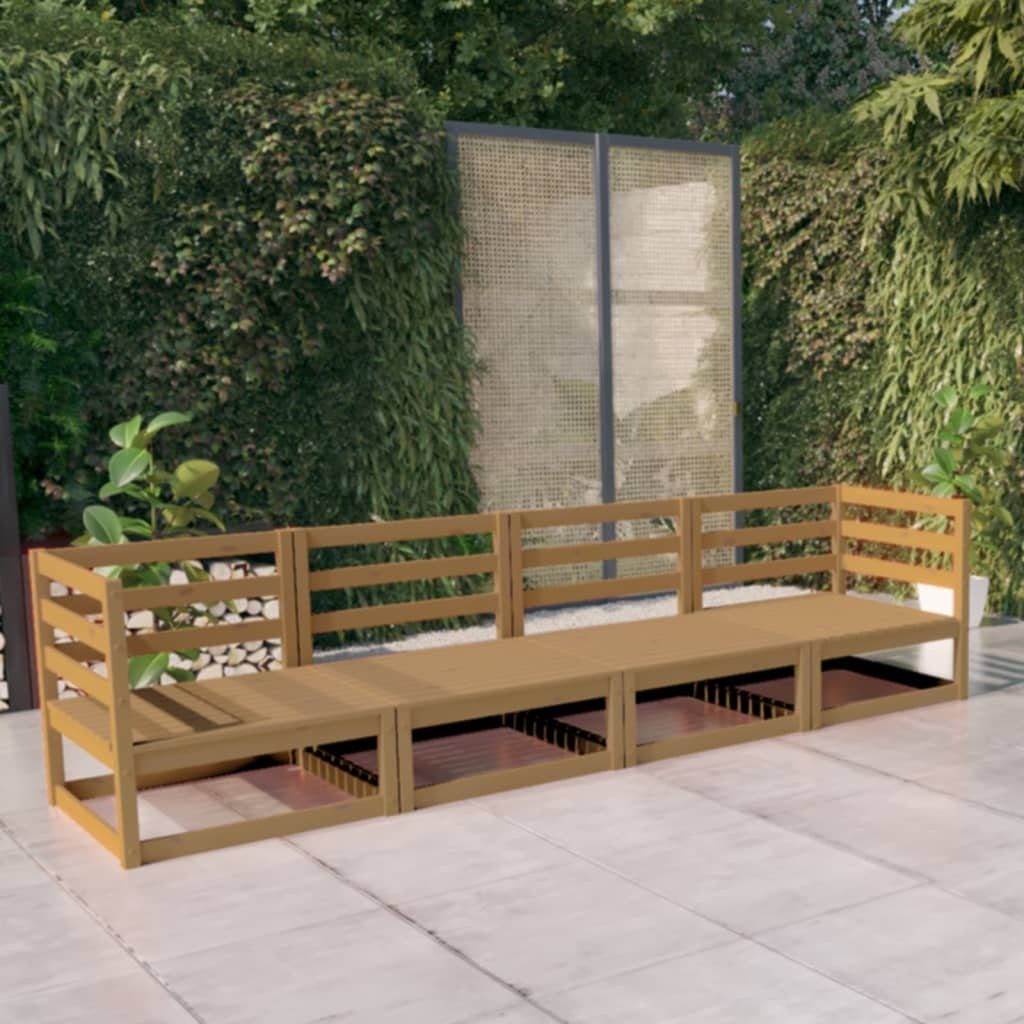 vidaXL Loungesofa Outdoor-Sofa 4-Sitzer Honigbraun Massivholz Kiefer, 1 Teile