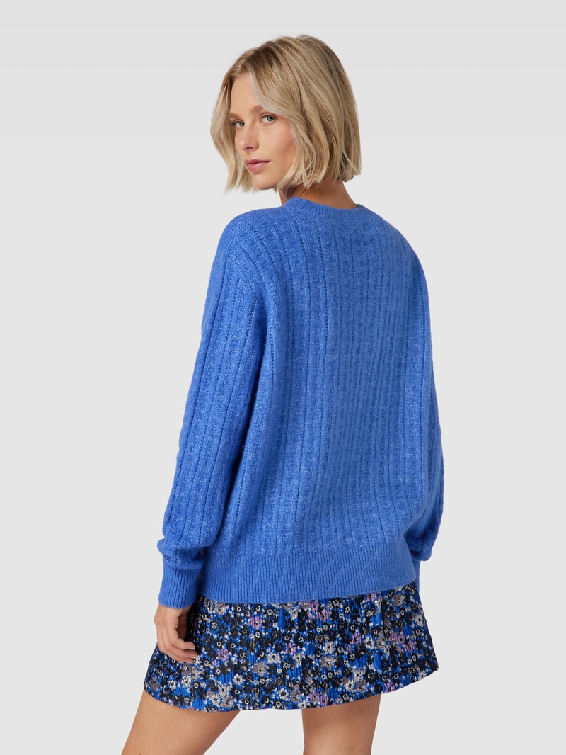 Oversized Strickpullover mit Rundhalsausschnitt in royalblau