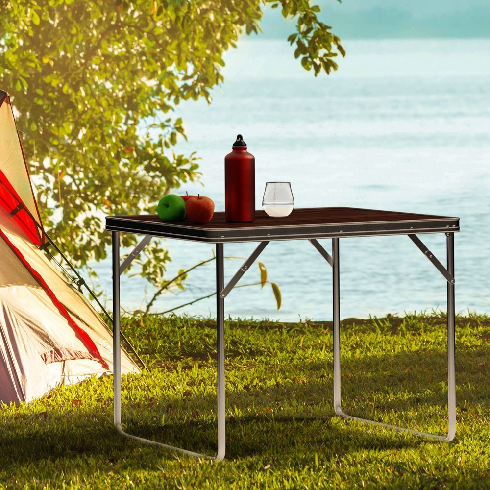 Casaria Campingtisch (1-St), mit Tragegriff 80x60x70cm Klapptisch Holzoptik klappbar Campingmöbel