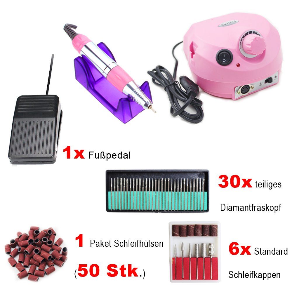 Clanmacy Maniküre-Pediküre-Set Elektrische Nagelfräser Fußpflegegerät 30000U/min Maniküre Pediküre, Nagelmaschine, Für Acrylarbeiten geeignet