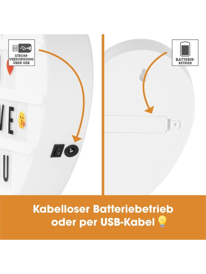 EASYmaxx LED-Leuchtkasten Herz - 173 Buchstaben & 150 Moodjis günstig kaufen onesize