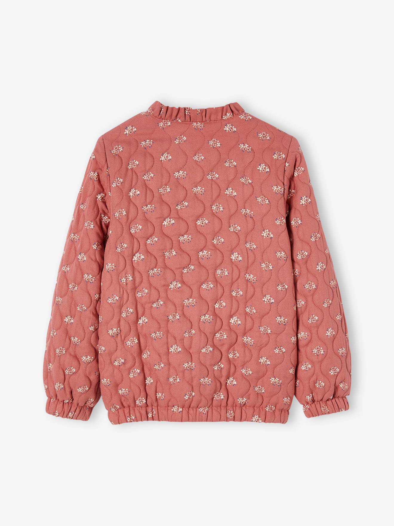 Veste matelassée imprimée fleurs fille tomette