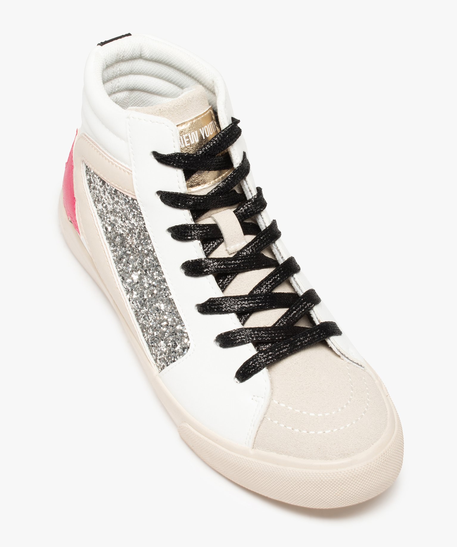 Baskets femme semi-montantes en suédine à motif jungle et ... blanc | GEMO