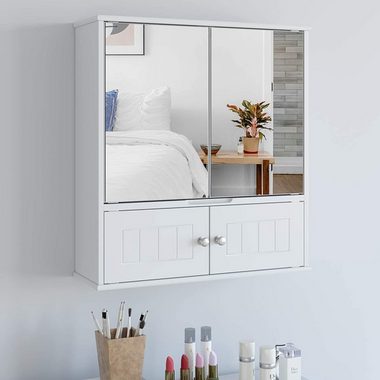 HOMECHO Badezimmerspiegelschrank Hängeschrank Weiß Badschrank mit Ablage