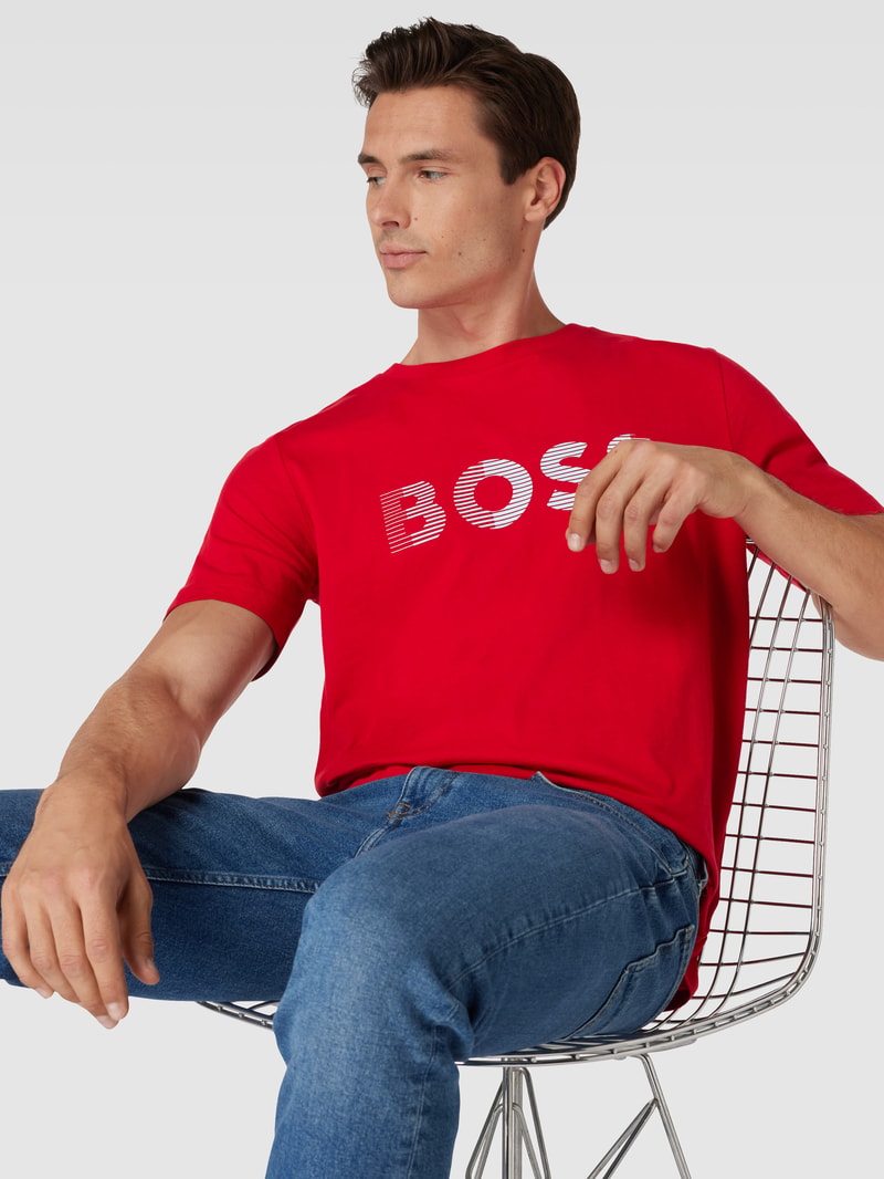 T-Shirt mit Label-Print in rot