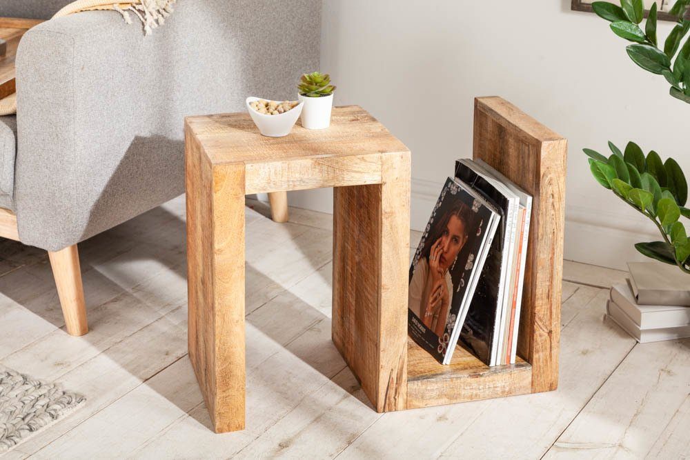 riess-ambiente Beistelltisch S 60cm natur, Massivholz · variabel stellbar · Handarbeit · Mangoholz