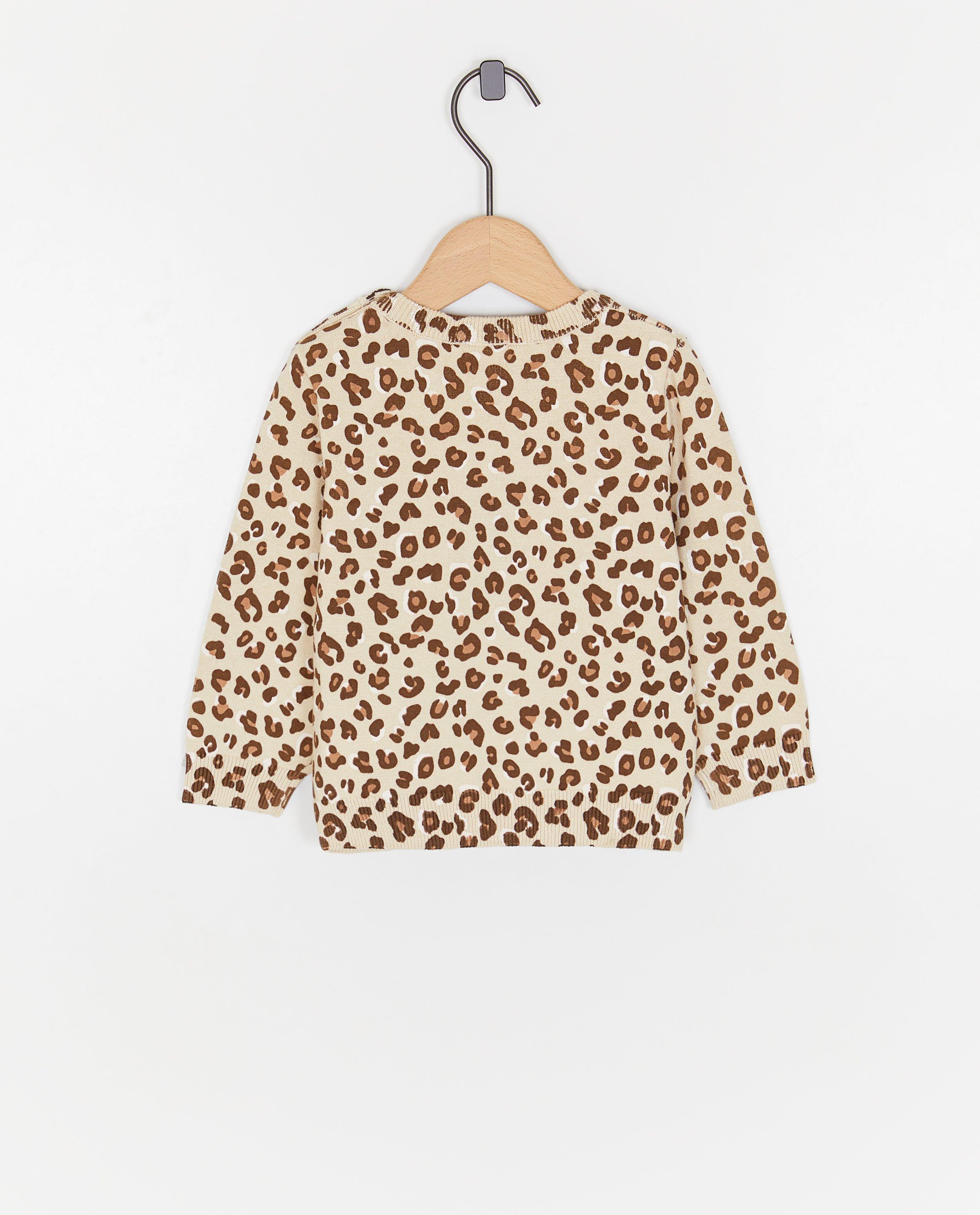 Pulover cu imprimeu leopard Cuddles and Smiles bej deschis