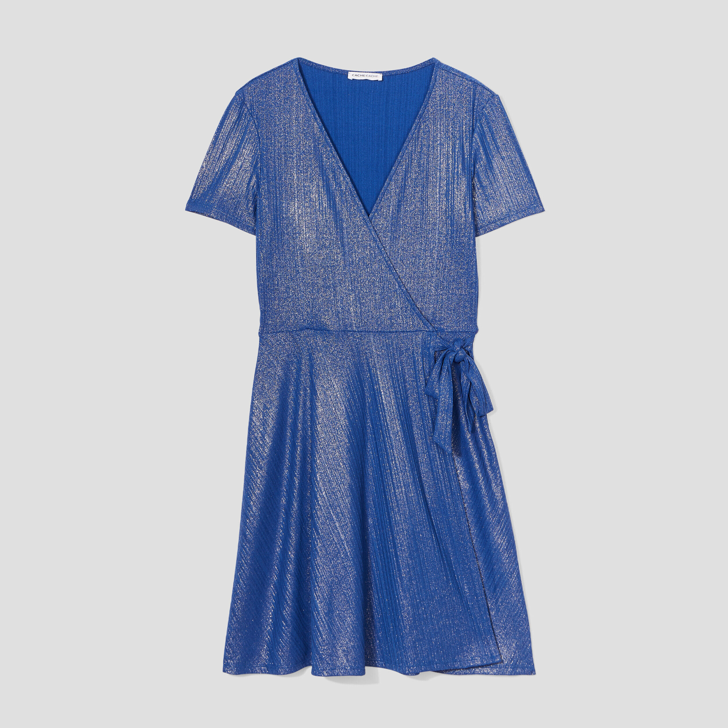 Robe portefeuille métallisée bleu roi femme | Cache Cache