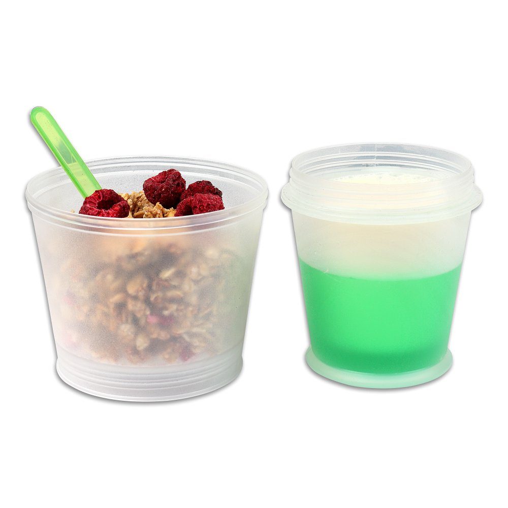 Schramm Joghurtgläser Schramm® Joghurtbecher 7 Farben to go Müsli-to-Go Müslibecher mit integriertem Kühlfach und Löffel Müslischale Joghurt Becher Müslibehälter Joghurtbehälter für unterwegs