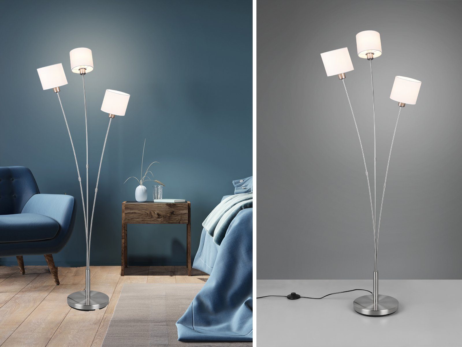 meineWunschleuchte LED Stehlampe, Dimmfunktion, LED wechselbar, Warmweiß, ausgefallen-e Designer-lampen dimmbar Lampenschirm-e Stoff, Höhe 150cm