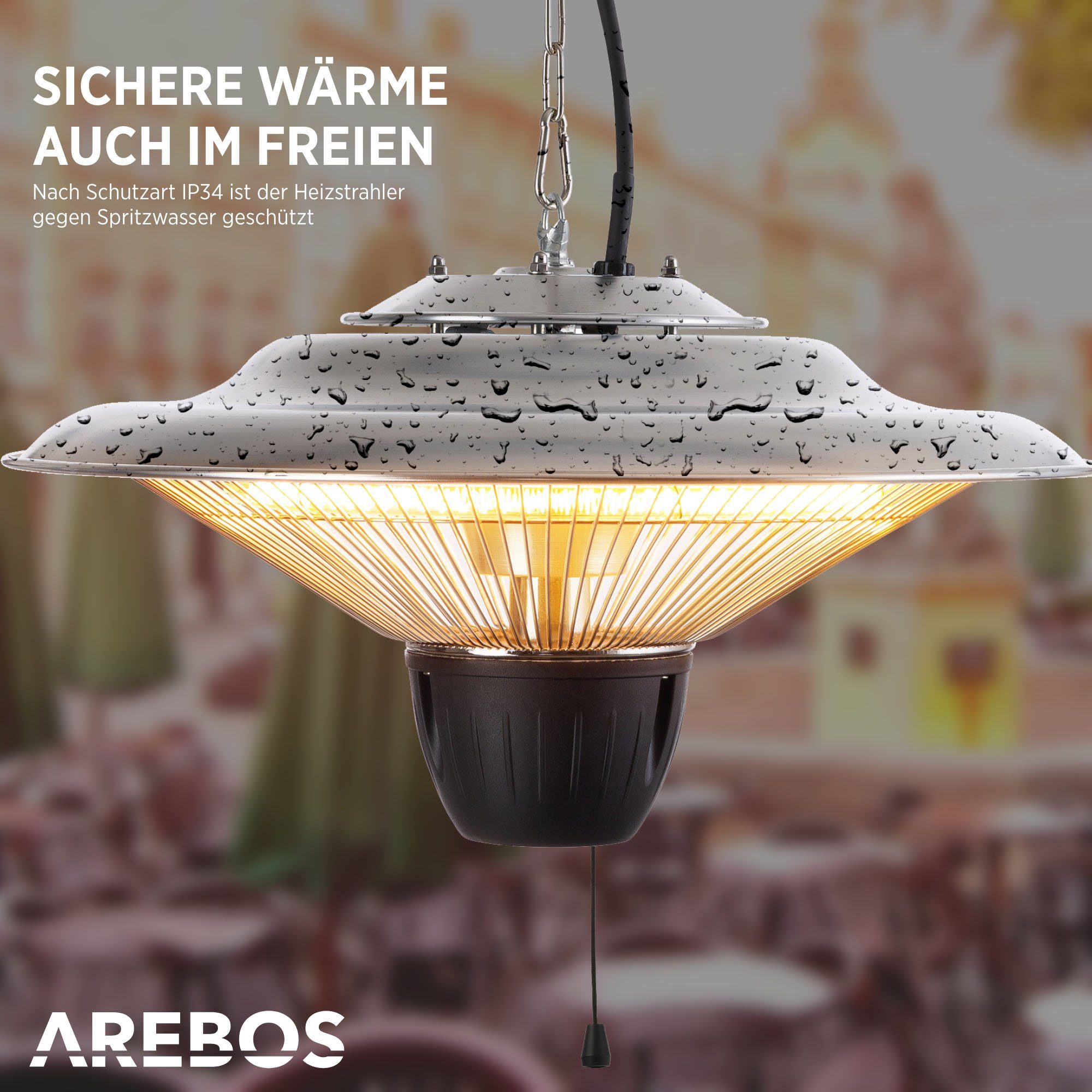 Arebos Heizstrahler Deckenheizstrahler, Balkonheizer, ‎Sofortwärme für einen Bereich von ca. 9 m²