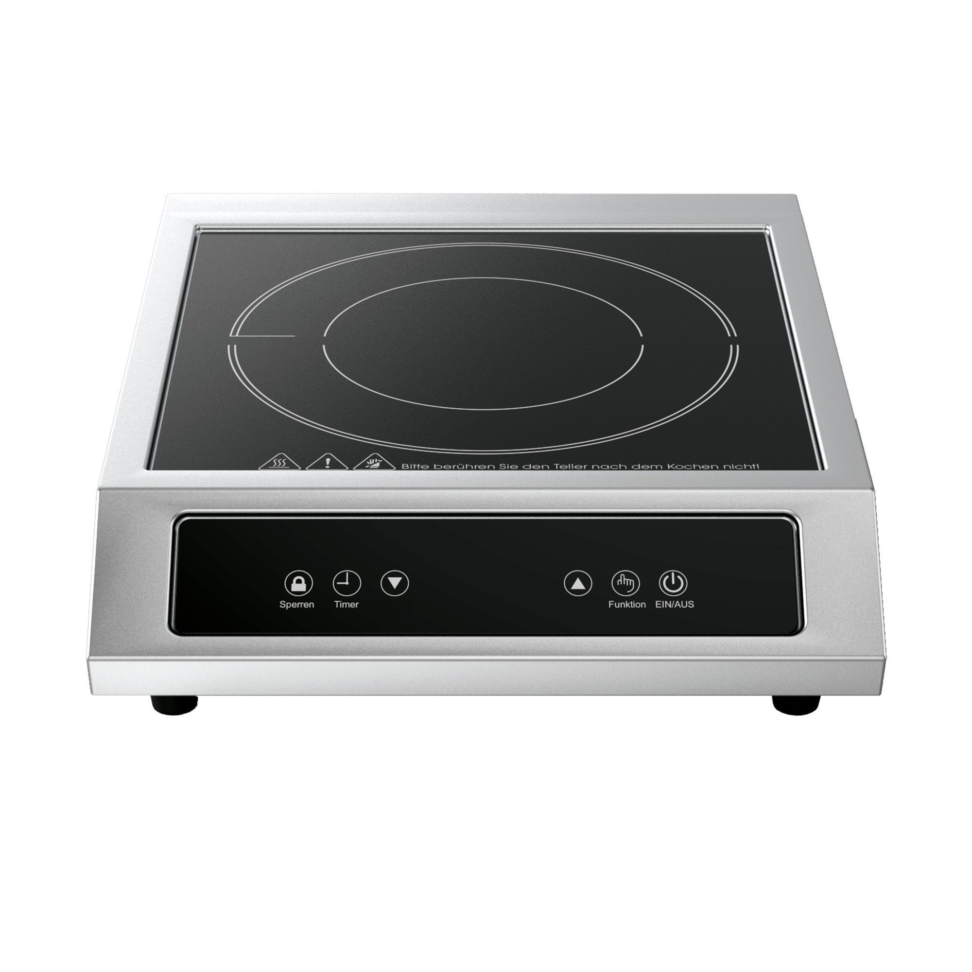 B&S Einzel-Induktionskochplatte Profi Induktionsplatte 3500W Edelstahlgehäuse - 11 Leisstungstufen, Timer // Sensor-Touchpad