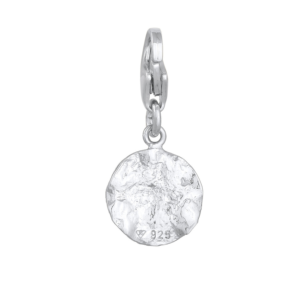 Nenalina Nenalina Amulette Charm pour femmes plaque ronde ondulée en argent sterling 925 Pendentif