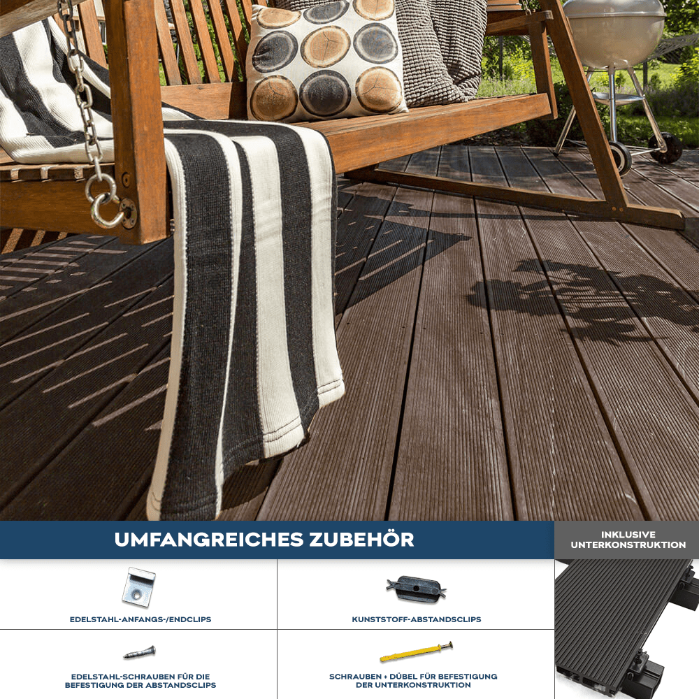 Home Deluxe WPC Terrassendielen SAMANA dunkelbraun 30m² (2,20 m)