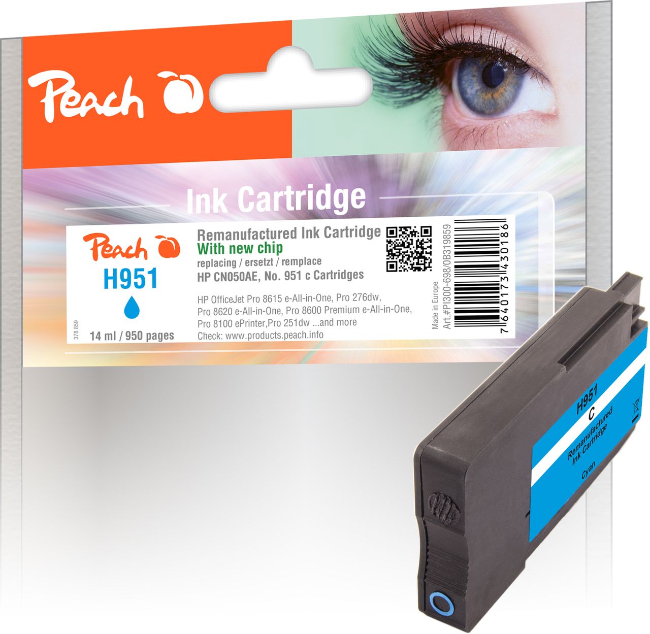 Peach Tintenpatrone cyan ersetzt HP No. 951 c