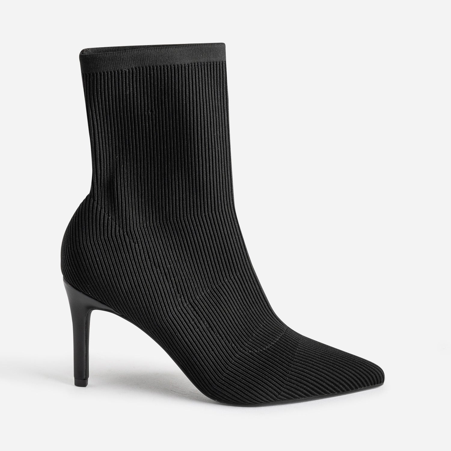 Boots-chaussette TEXTO noir côtelé