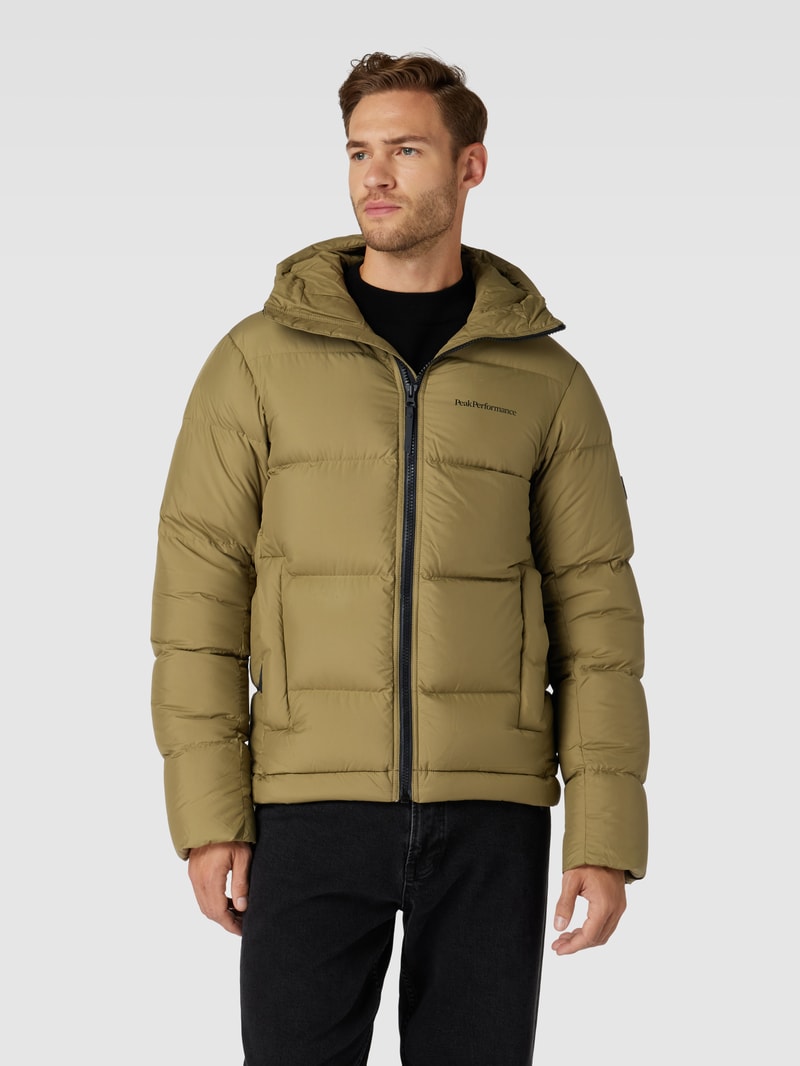 Daunenjacke mit Kapuze Modell 'Rivel' in olivgrün