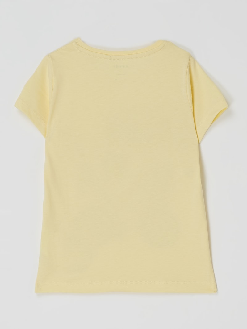 T-Shirt mit Glitter-Effekt Modell 'Veen' in hellgelb