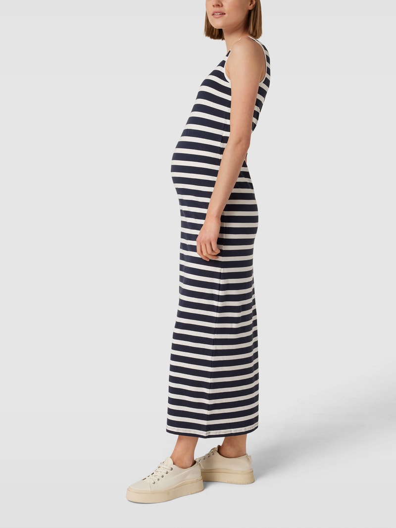 Ärmelloses Umstands-Maxikleid mit Streifenmuster in marineblau