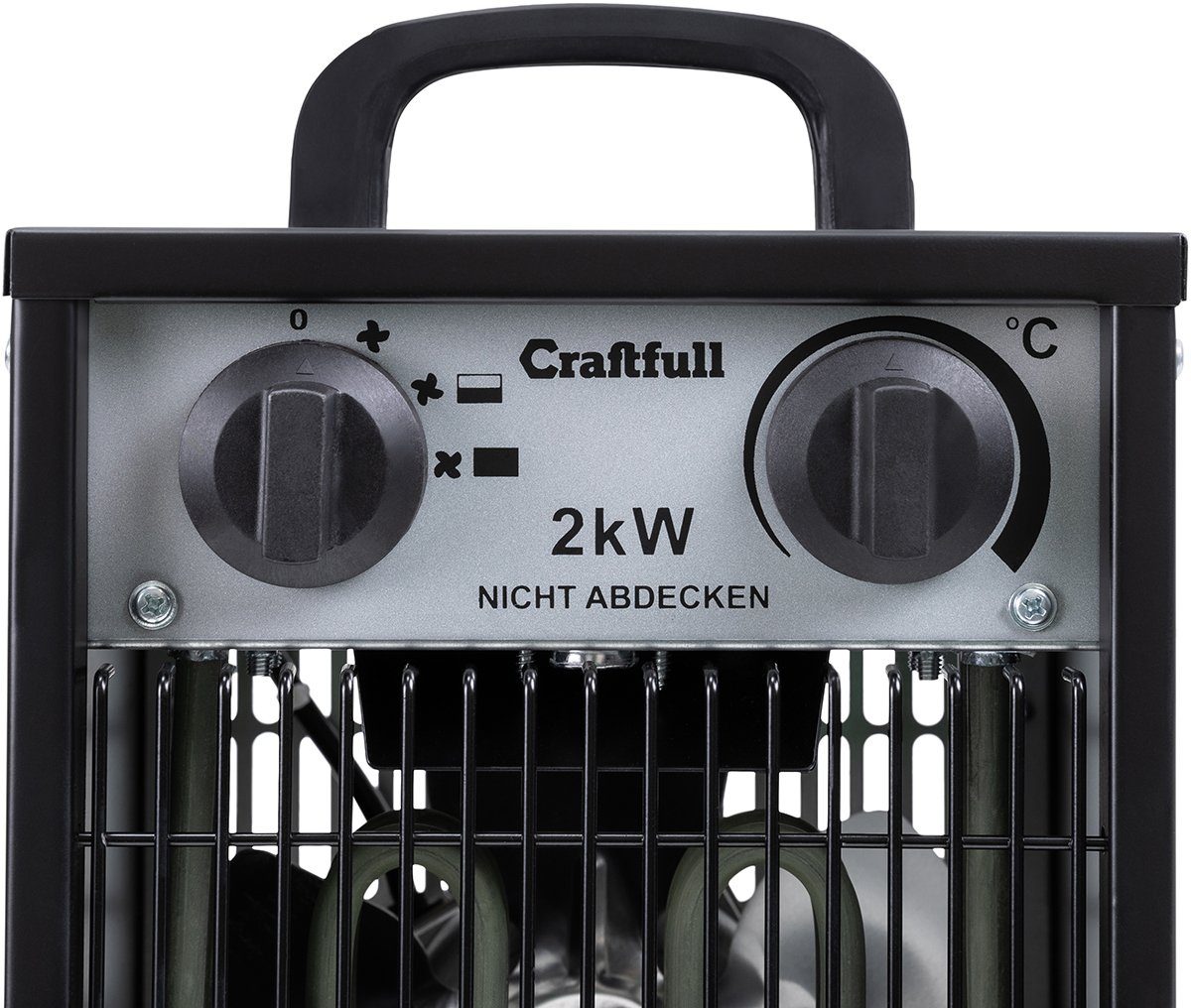 Craftfull Heizlüfter Elektro Heizgerät HL200 inkl. 3 J. Garantie - 3 Heizstufen - Bauheizer, 2000 W, Elektroheizung Heizung Heizer - Termostatregelung - Tragegriff