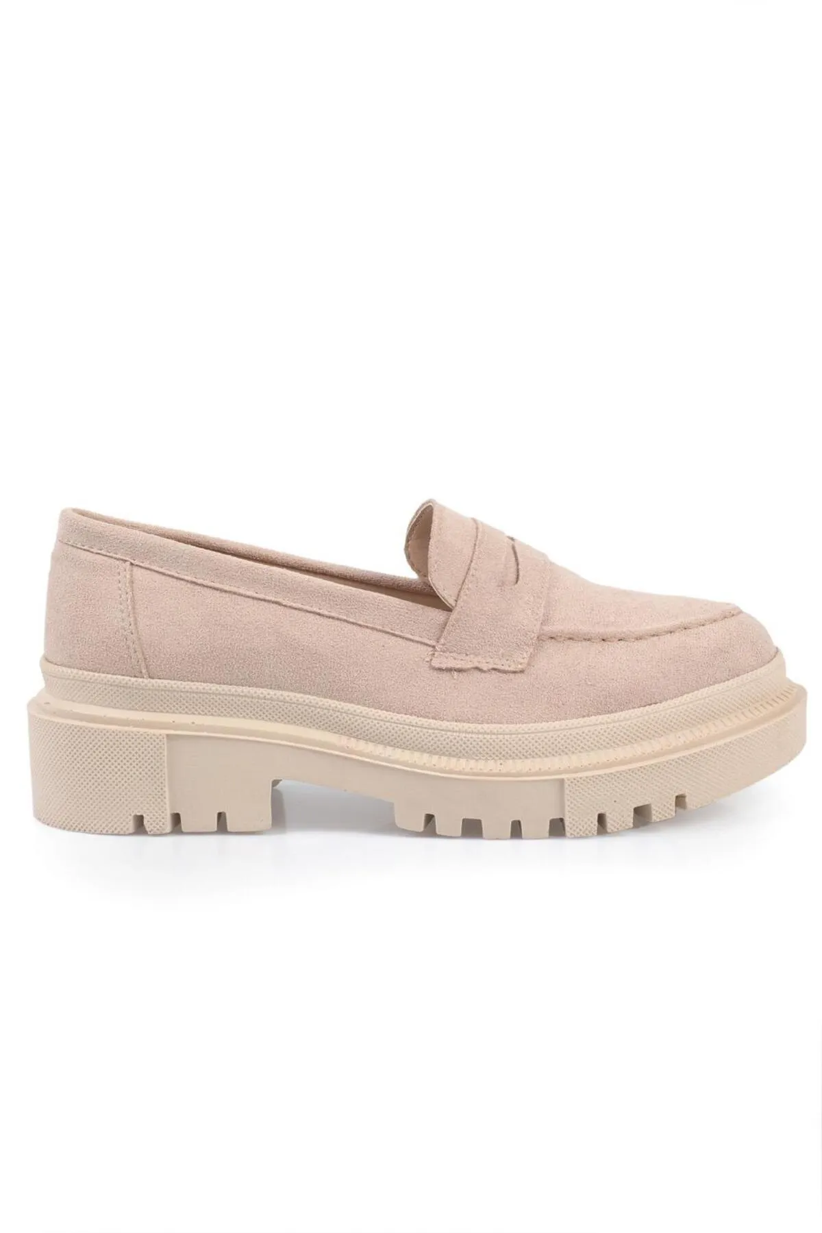 Capone Outfitters  Capone Oval Toe Trac Sole Wildleder Beige Damen-Loafer