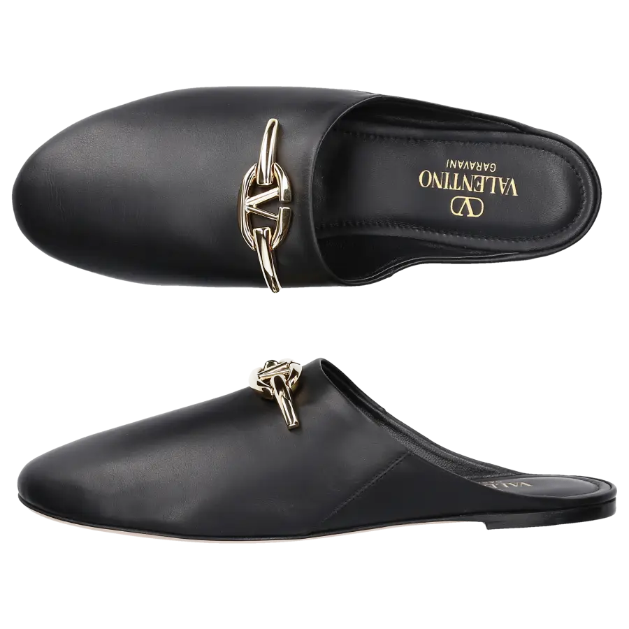 Valentino Garavani - Pantoletten VLOGO Nappaleder - schwarz