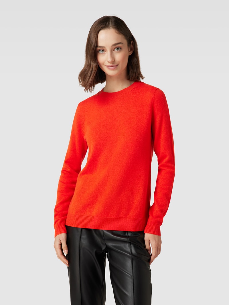 Kaschmirpullover in melierter Optik in orange