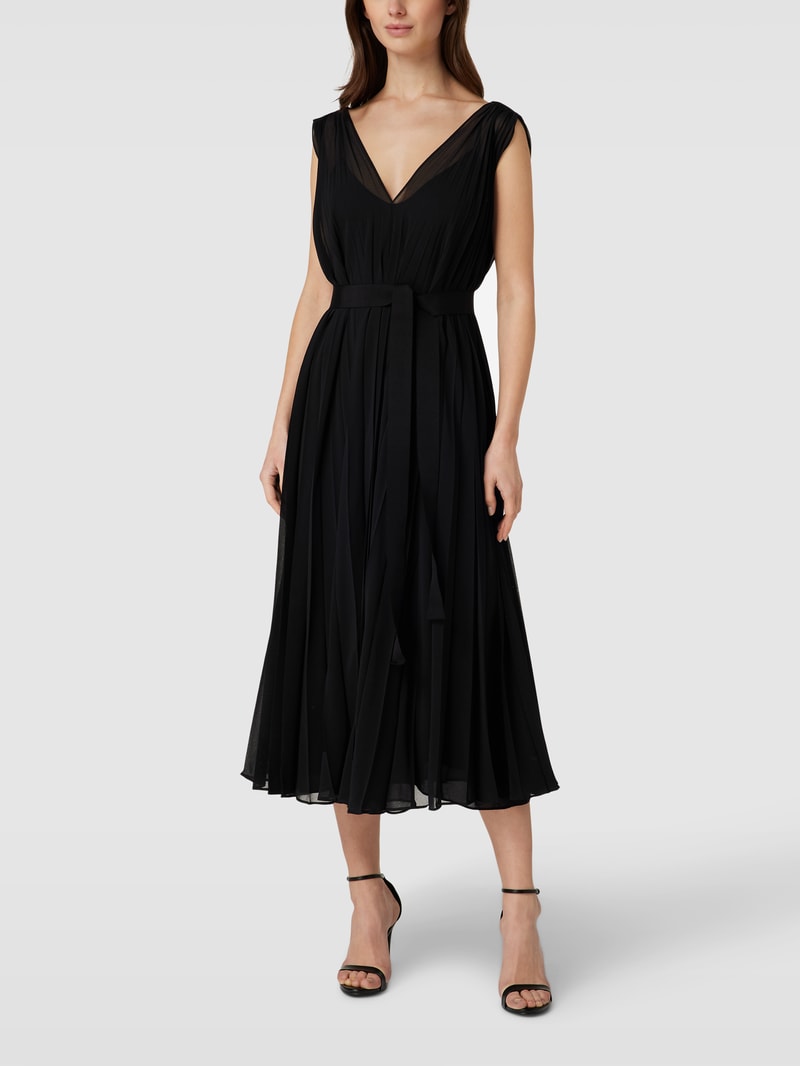 Maxikleid mit V-Ausschnitt Modell 'EDITA' in schwarz