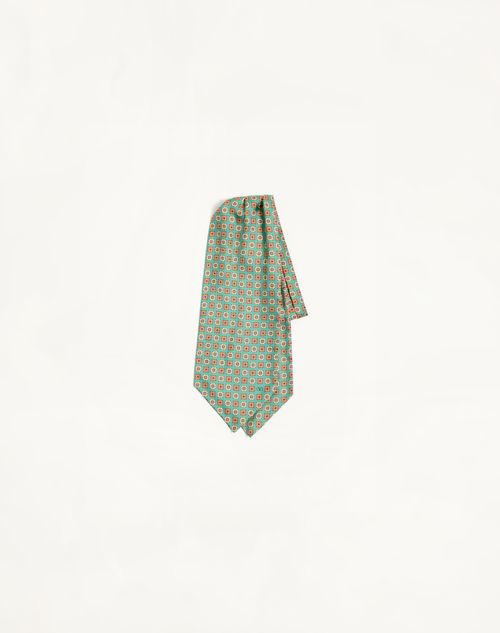 Gravata Ascot de seda com motivo pontiagudo