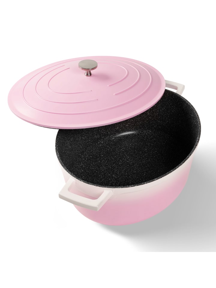 Stoneline Cocotte Bräter Oval 32x25 cm | mit Deckel in Rosa günstig kaufen Ø 32 cm