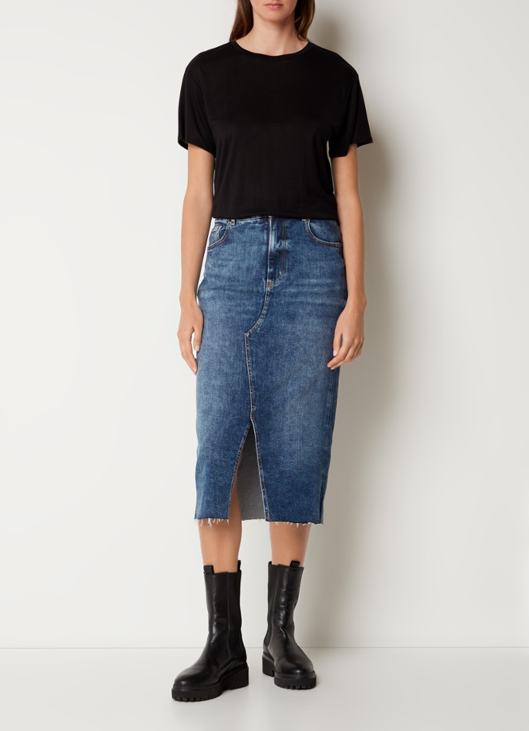 Jupe midi en jean HUGO BOSS fendue