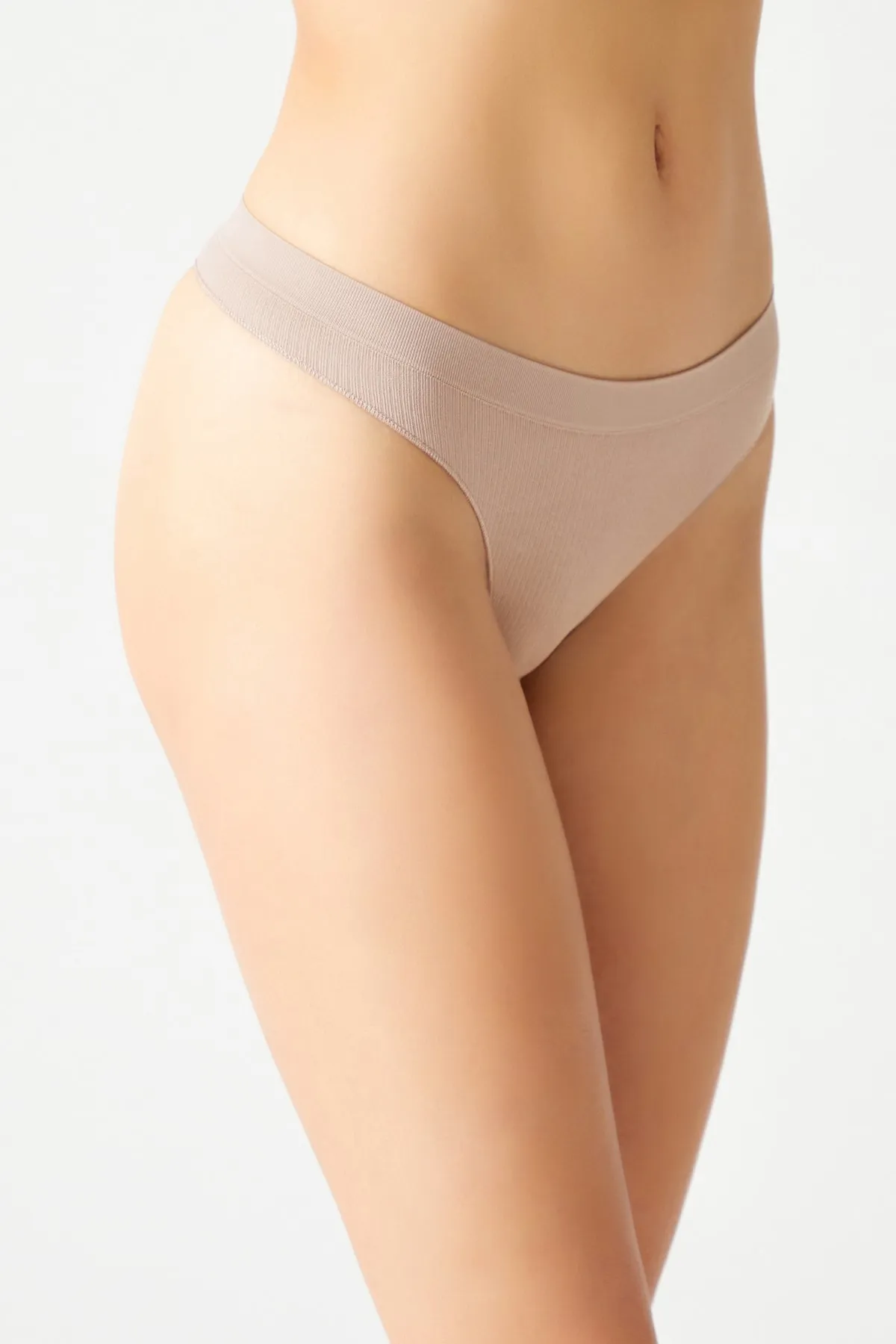 LOS OJOS  3-teiliges, geripptes, nahtloses Tanga-Höschen, 3 x Tanga