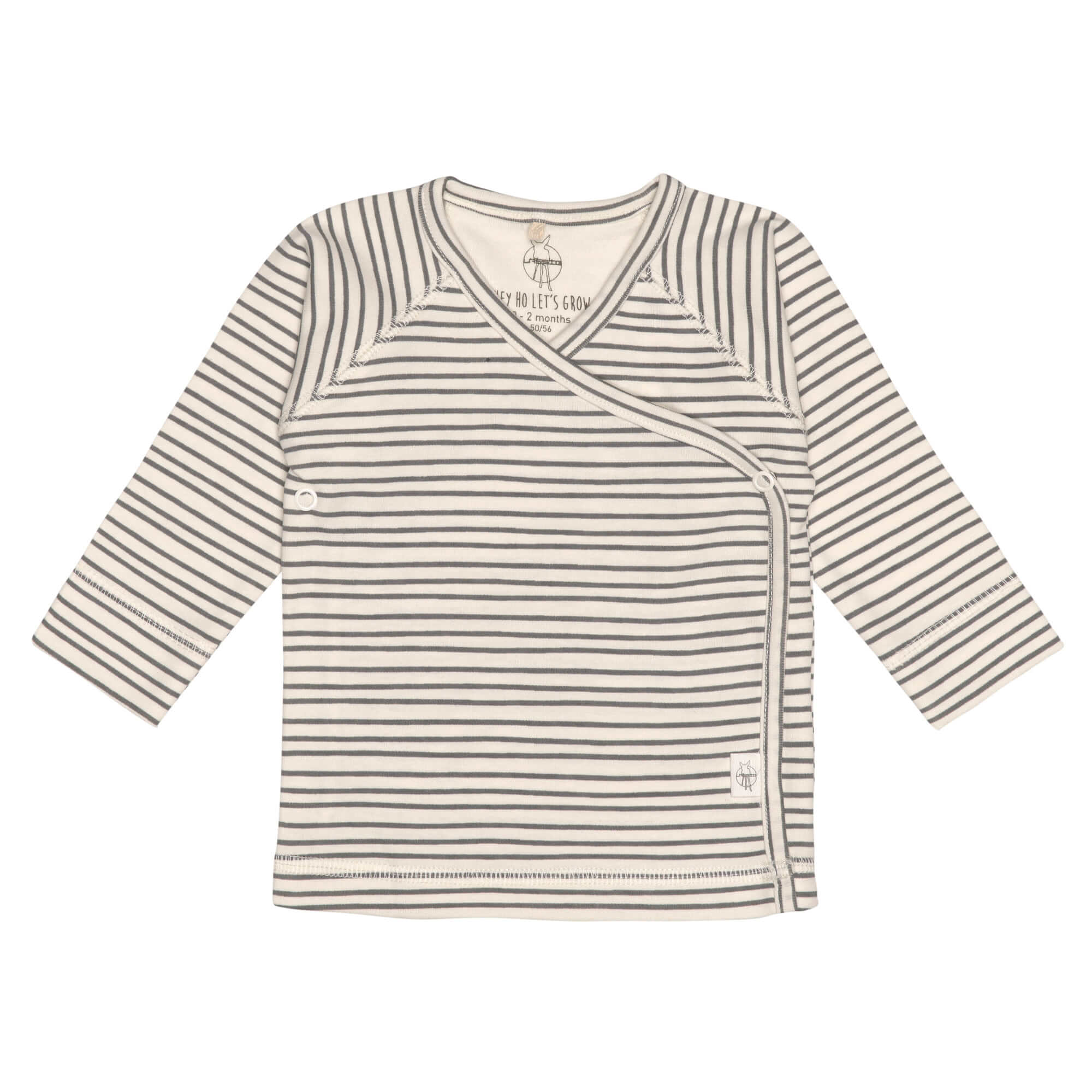 Baby Wickelshirt - Bio Baumwolle, Striped, Grau