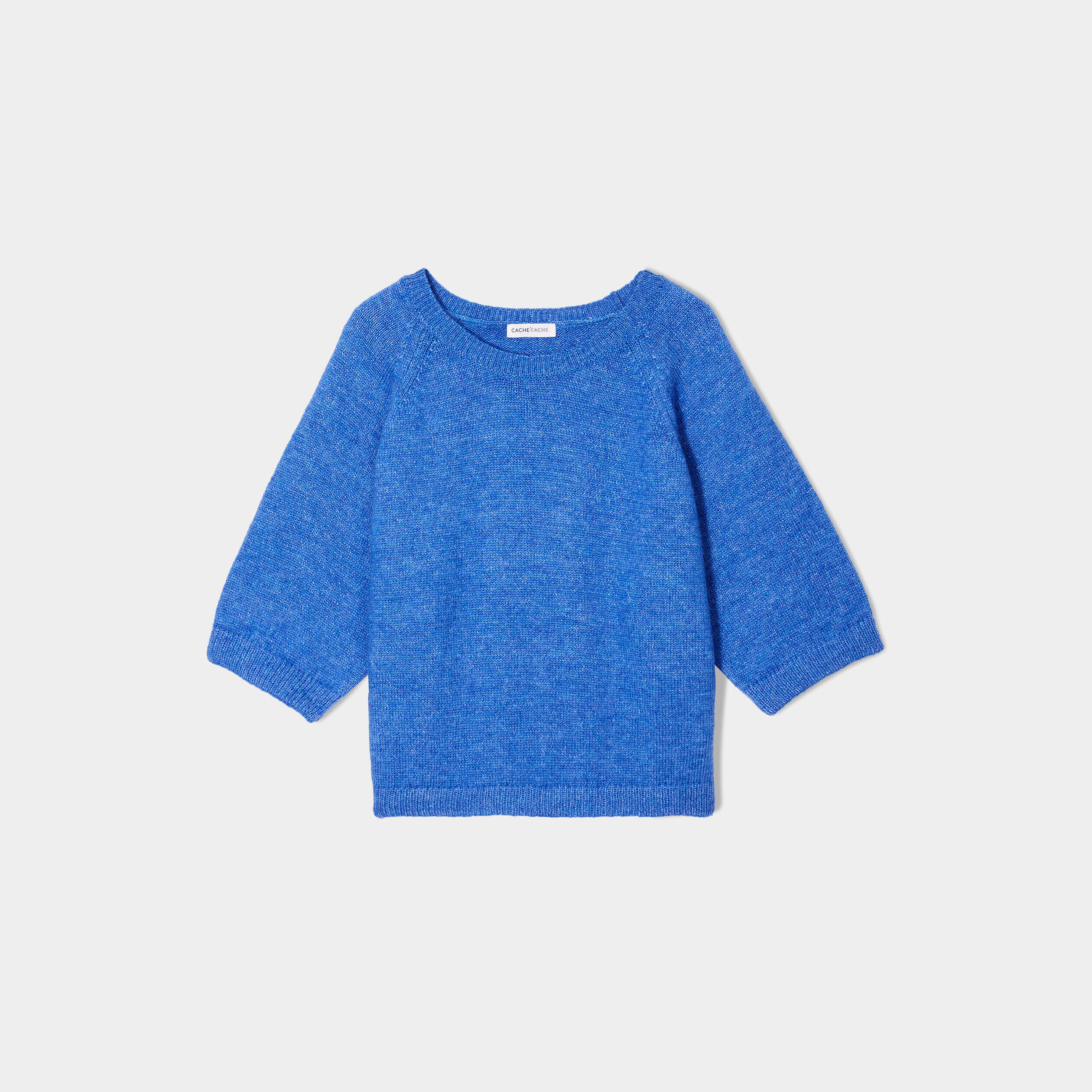Pull manches courtes bleu electrique femme | Cache Cache