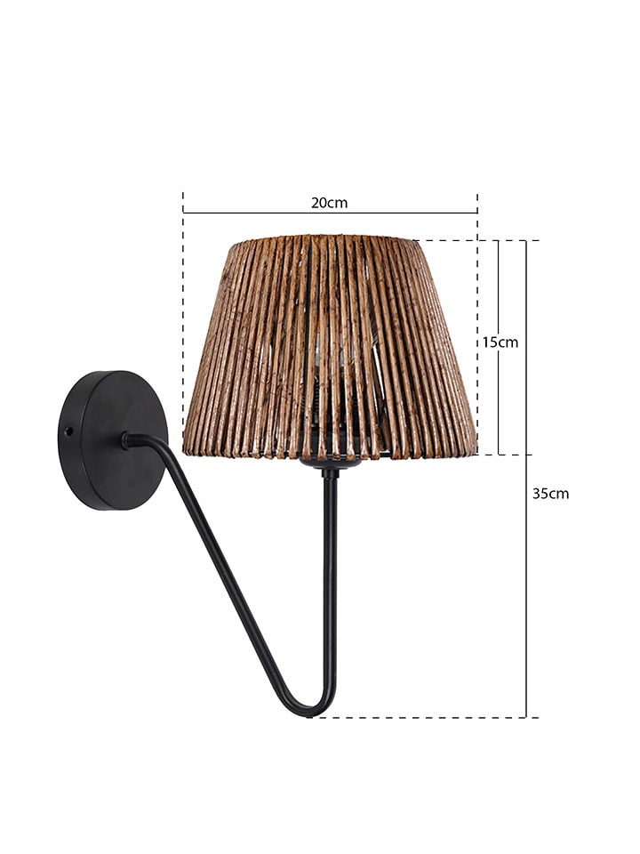 Opviq Wandleuchte in Schwarz/ Hellbraun - (B)20 x (H)35 cm günstig kaufen onesize
