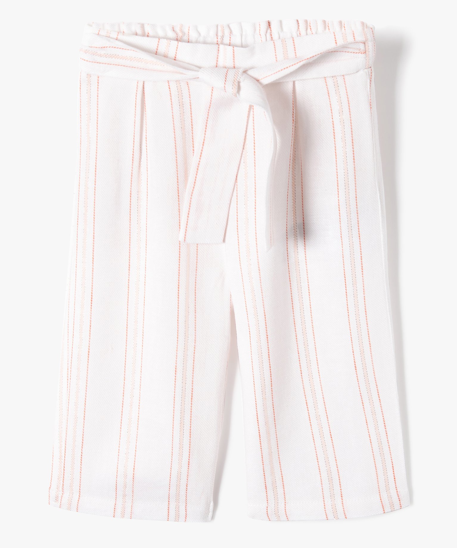 Pantalon bébé fille large en lin et viscose blanc | GEMO