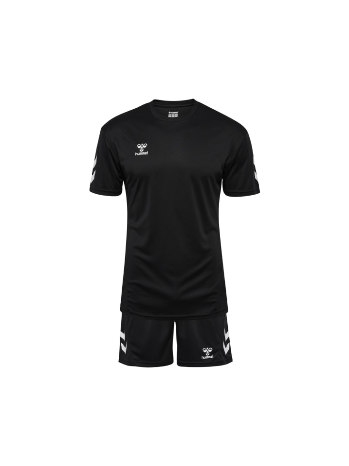 Hummel Trainingsset Shirt & Shorts Atmungsaktiv Polyester in Schwarz günstig kaufen