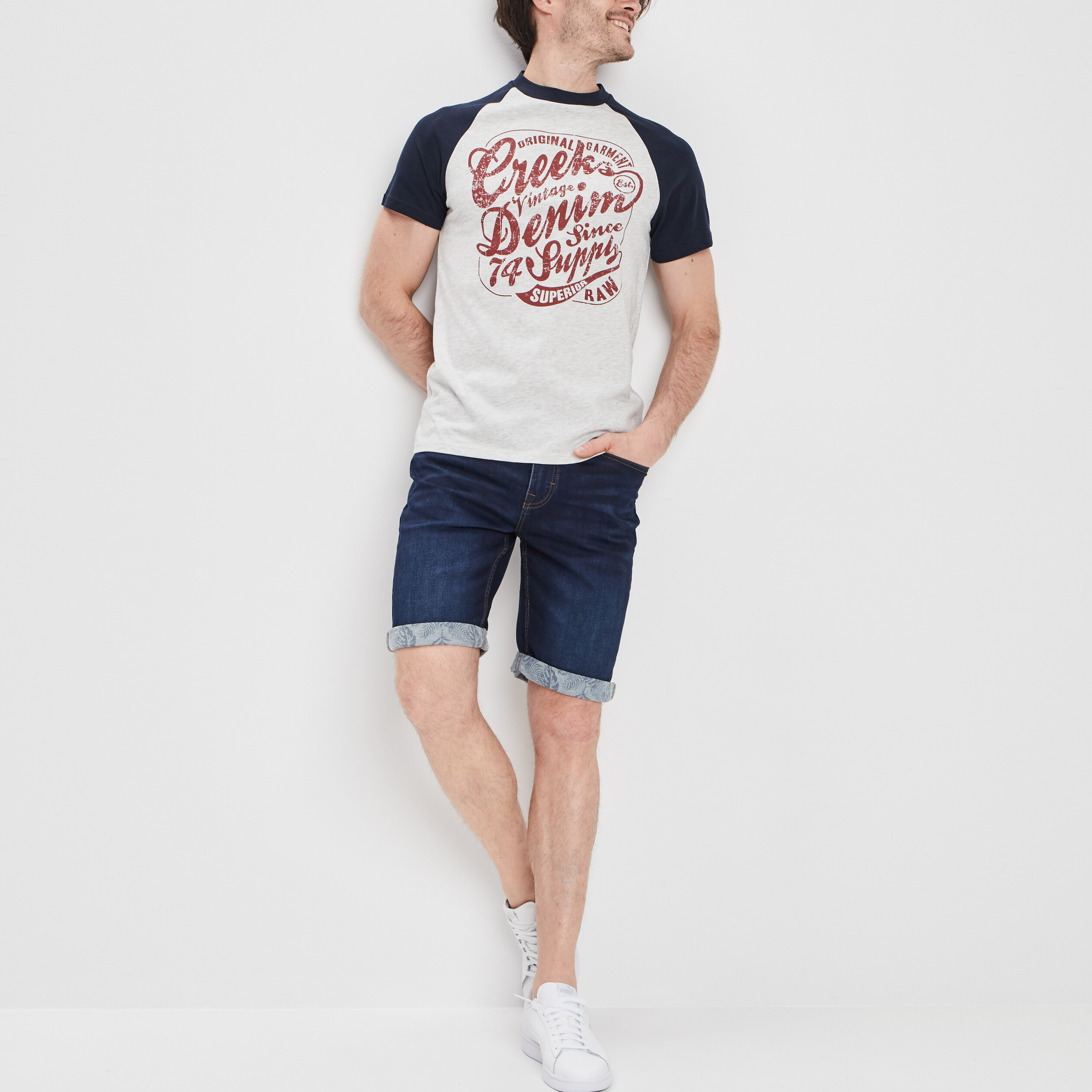 T-shirt manches courtes Creeks ivoire homme | La Halle