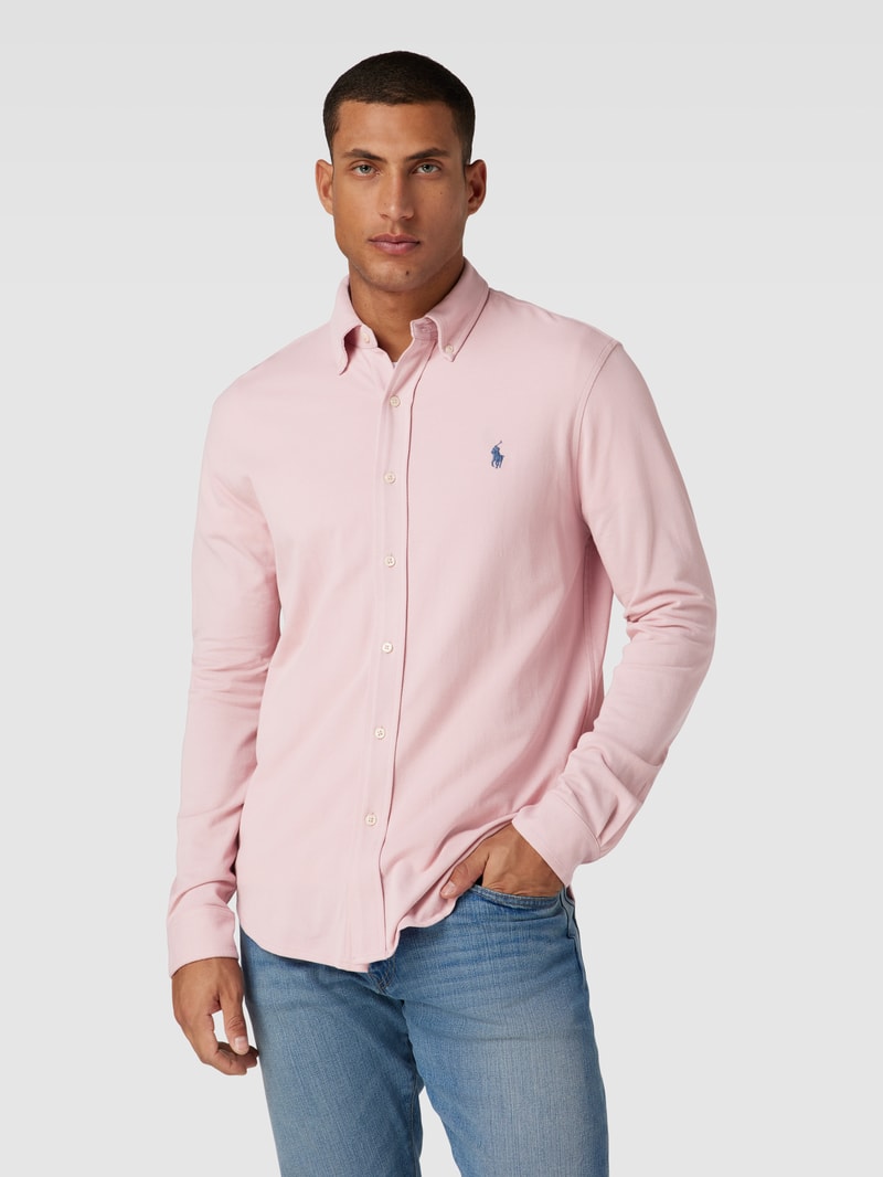 Slim Fit Freizeithemd mit Button-Down-Kragen in rosa