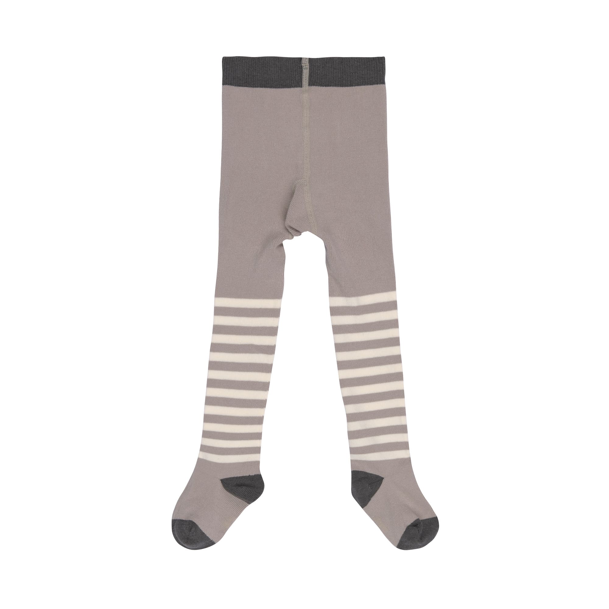 Strumpfhose GOTS - Tights, Halb Gestreift Taupe Weiß
