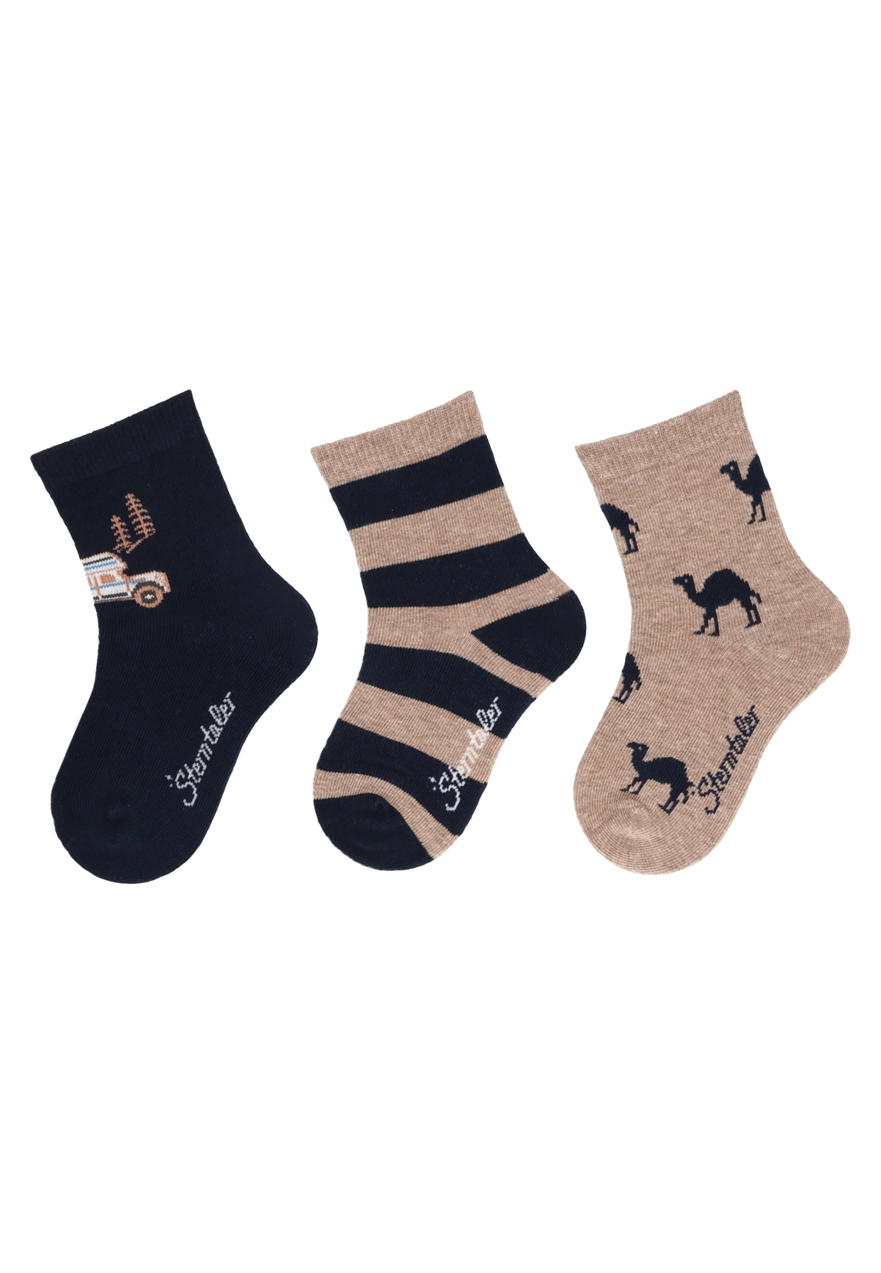Socken im 3er Pack mit Motiv Camping in versch. Farben