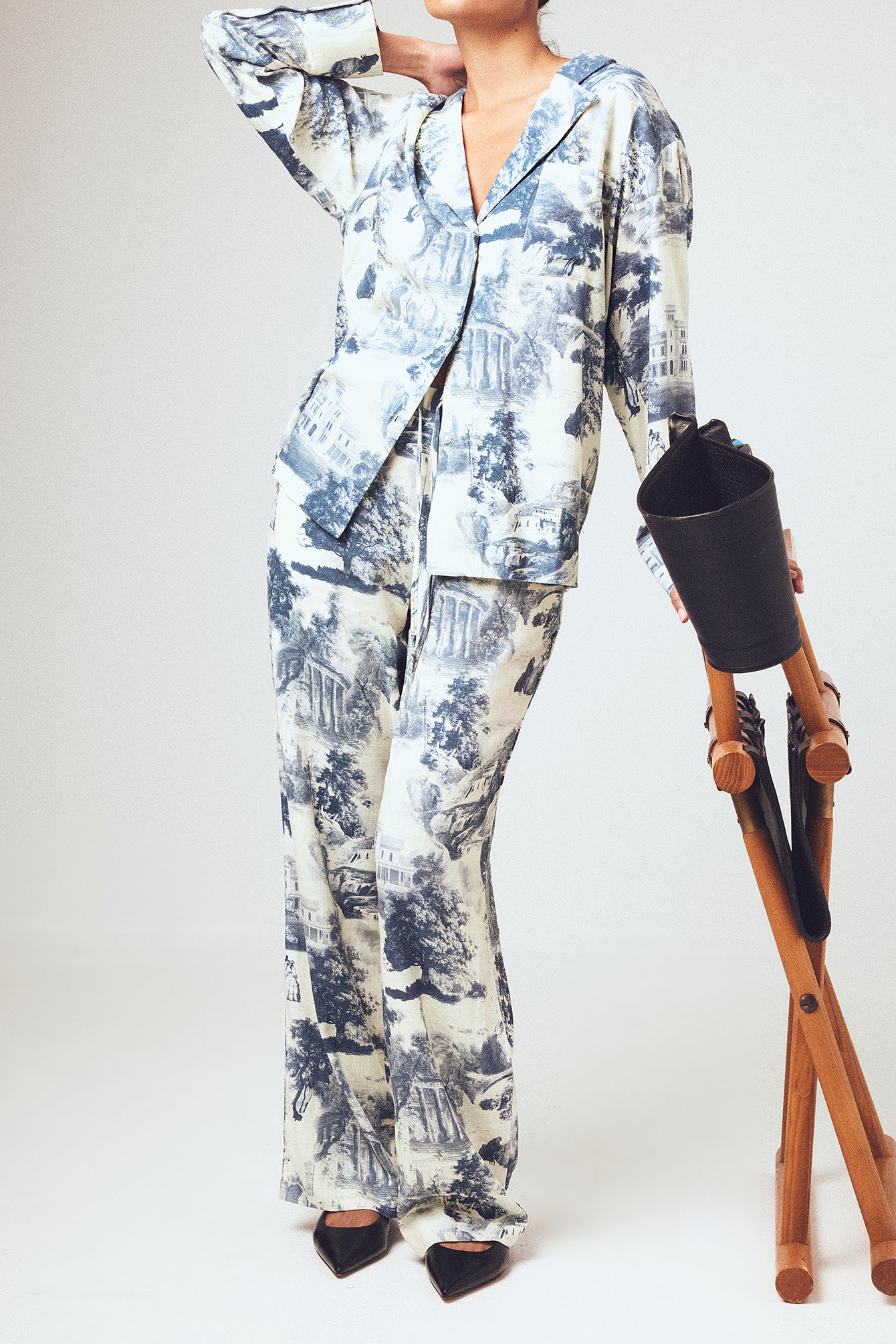 Hose aus Leinen-Mix mit halbhoher Taille und Kordelzug