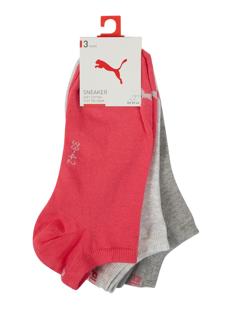 Sneakersocken mit Label-Details im 3er-Pack in pink