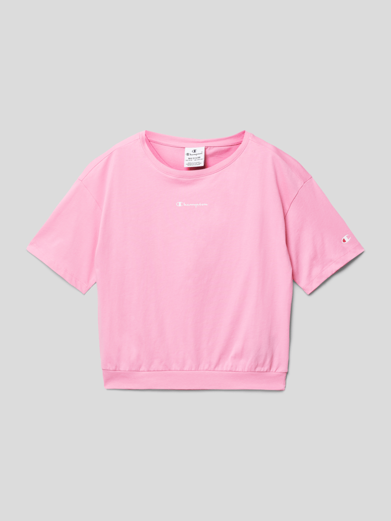 T-Shirt mit Label-Print in pink