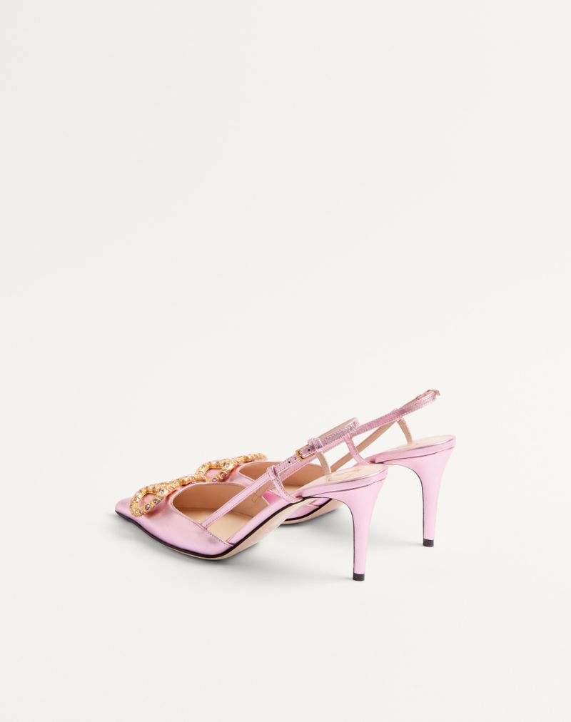 Bomba Slingback VLogo Signature em napa laminada de 80 mm