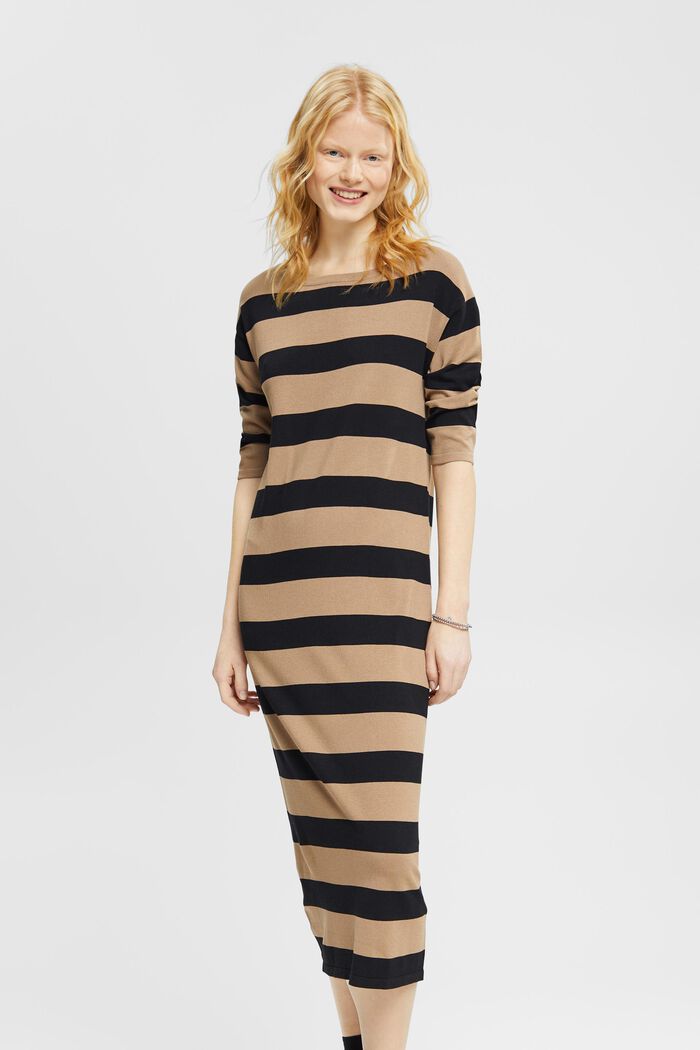 Midikleid aus gestreiftem Jersey