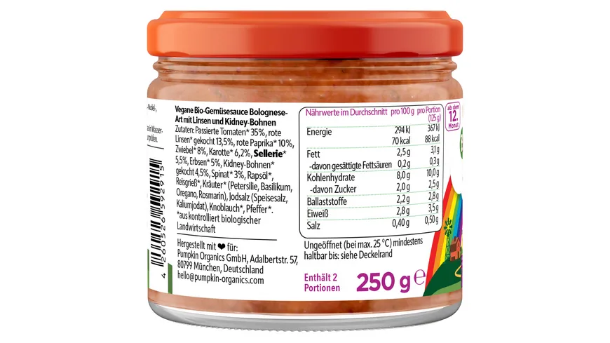 pumpkin organics Bio Veggie Bolognese 250 g