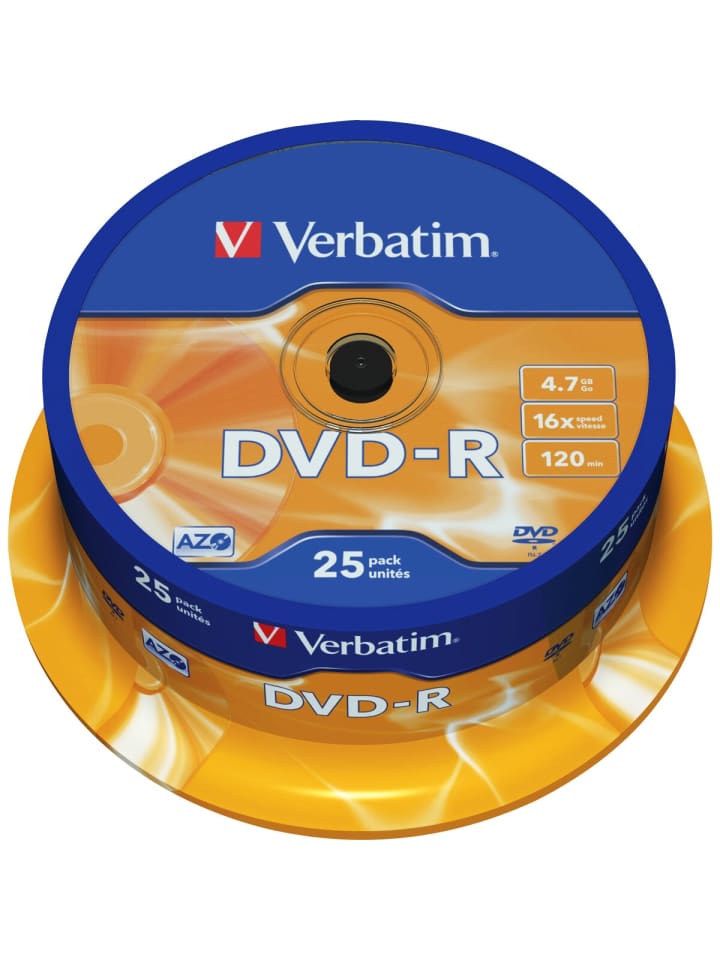 COFI 1453 Verbatim DVD-R 4.7GB/120Min/16x Cakebox (25 Disc) in Orange günstig kaufen onesize