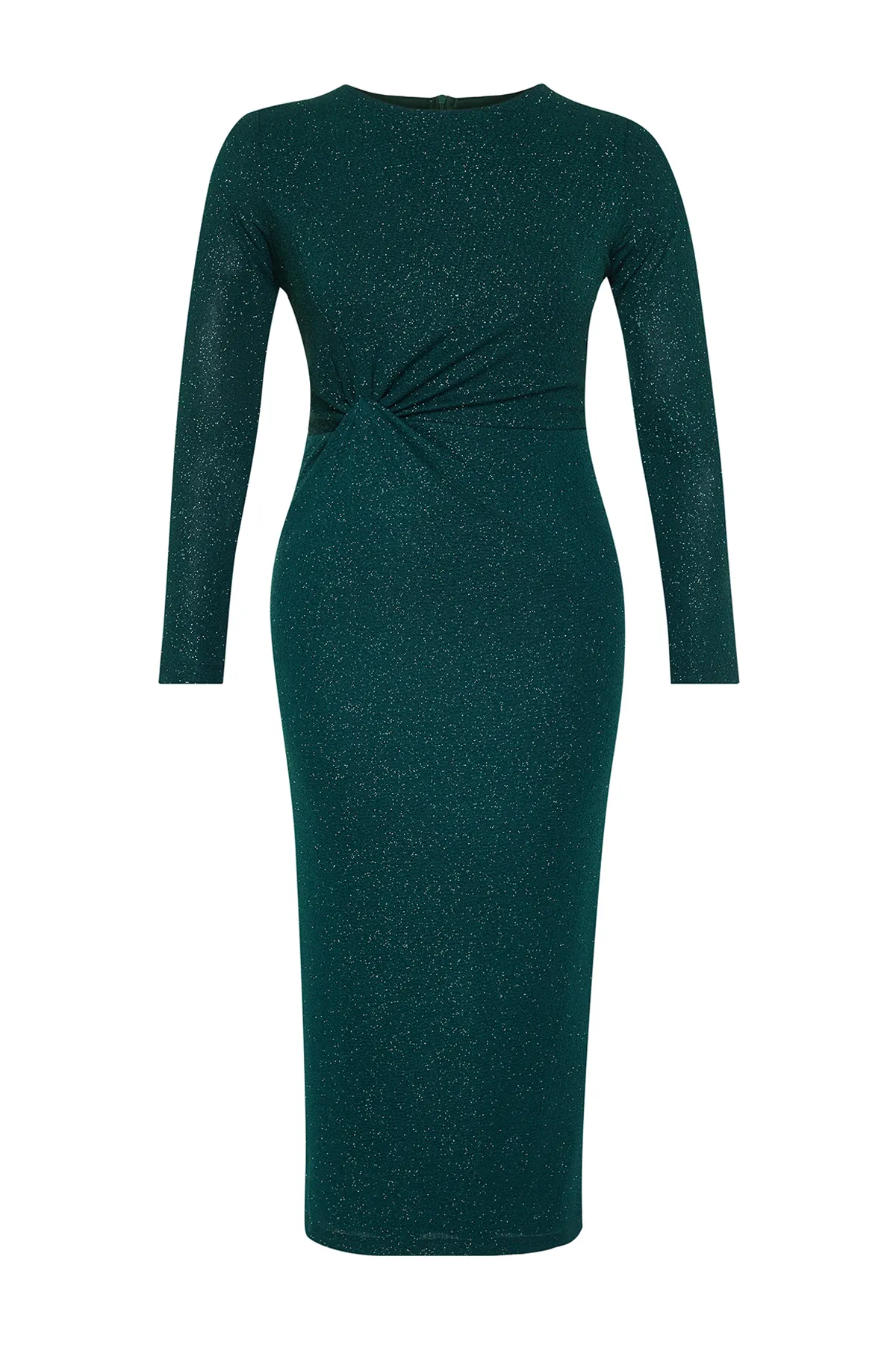 Trendyol Curve  Smaragdgrünes Midi-Glitzer-Strickkleid TBSSS24AH00149